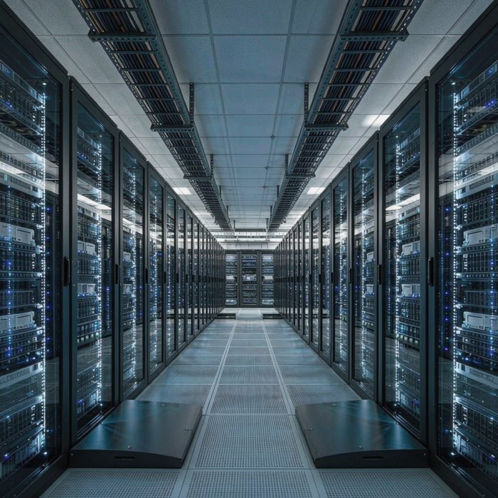 Modular integrated server room and micro data centre racks, cabling and cold-aisle containment